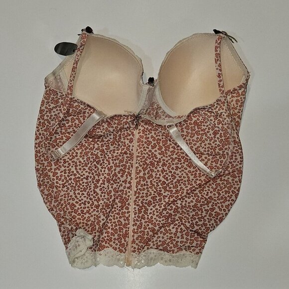 NEW Donna L'Oren Gold Label Bustier Pink Leopard Print Bra Cups Stays Size 34B - Picture 11 of 14